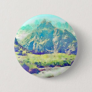 Mountain Landscape Watercolor Pinback Button
