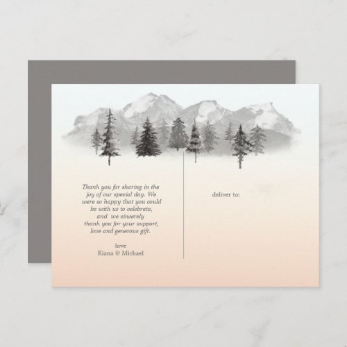 Mountain Landscape Wedding Love Thanks Blush ID787 Announcement Postcard