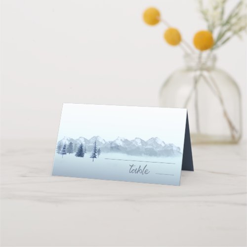 Mountain Landscape Wedding Table Blue ID787 Place Card