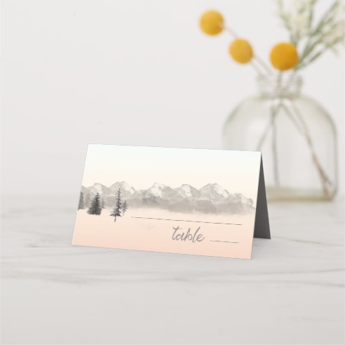 Mountain Landscape Wedding Table Blush ID787 Place Card