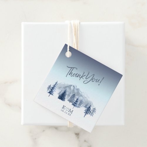 Mountain Landscape Wedding Thank You Blue ID787 Favor Tags