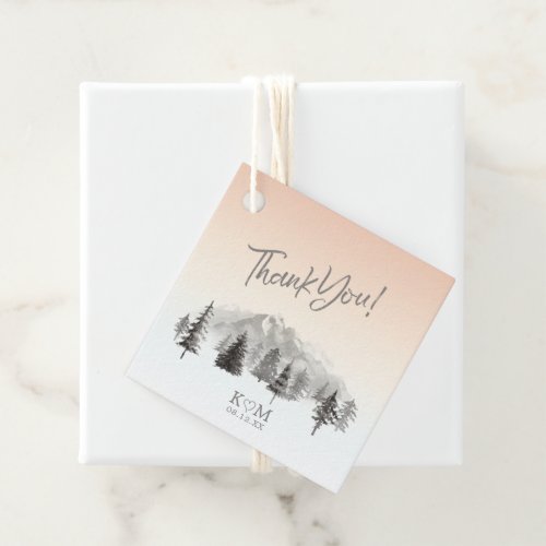 Mountain Landscape Wedding Thank You Blush ID787 Favor Tags