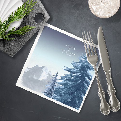 Mountain Landscape Wedding V2 Blue ID787 Napkins