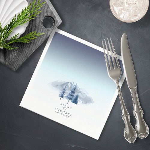 Mountain Landscape Wedding V3 Blue ID787 Napkins