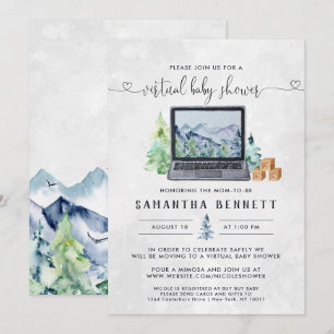 Mountain Laptop   Virtual Baby Shower Invitation