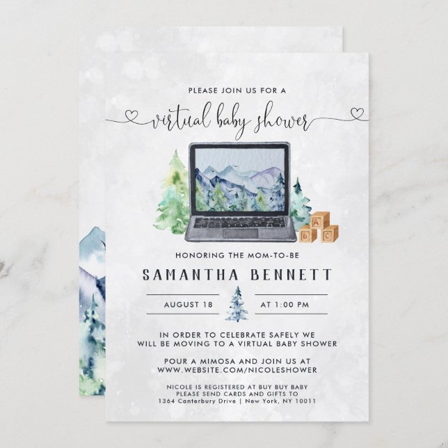 Mountain Laptop | Virtual Baby Shower Invitation (Front/Back)