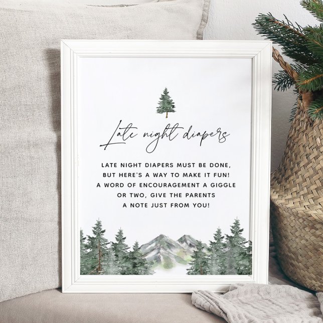 Mountain Late Night Diapers Baby Shower Sign (Creator Uploaded)