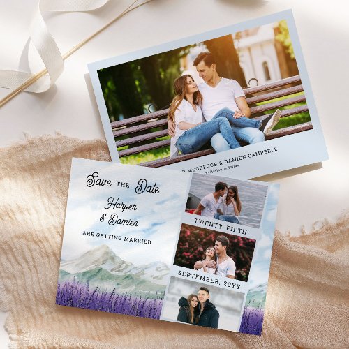 Mountain Lavender 4 Photo Wedding Save The Date