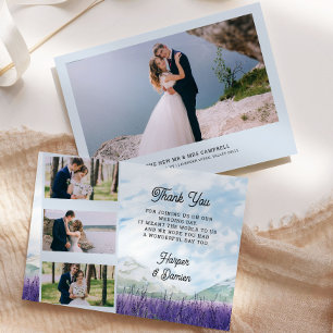 Mountain Lavender 4 Photo Wedding Thank You Card