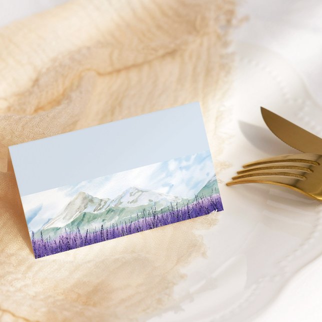Mountain Lavender Light Blue Wedding Place Card (Wedding Table Place Card from my Mountain Lavender Wedding Collection)