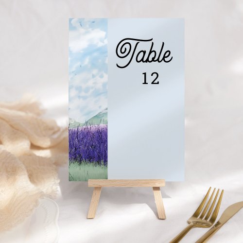 Mountain Lavender Light Blue Wedding Table Number
