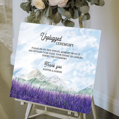 Mountain Lavender Watercolor Unplugged Ceremony Foam Board