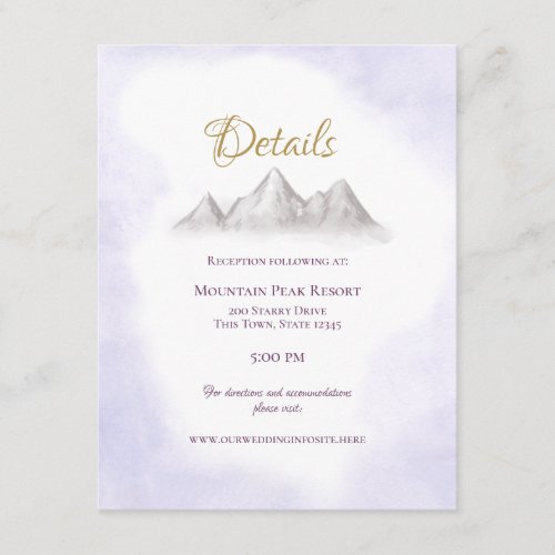 Mountain Lavender Wedding Details and Information Enclosure Card