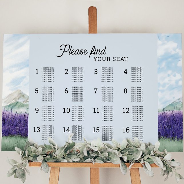 Mountain Lavender Wedding Table Seating Plan Foam Board (Wedding Table Seating Plan from my Mountain Lavender Wedding Collection)