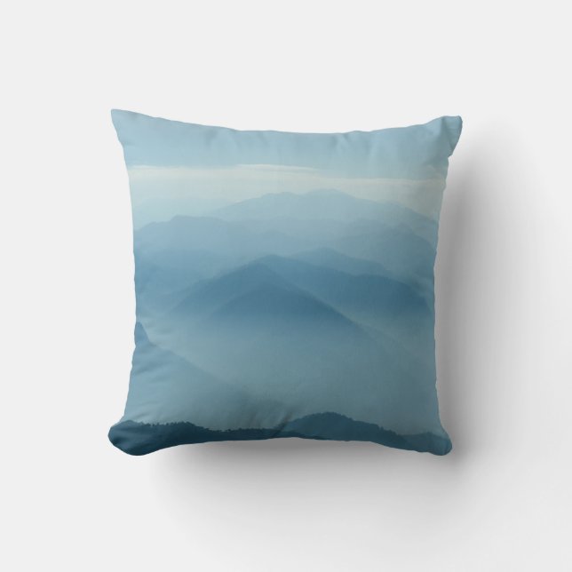 Mountain Layers: Scenic Abstract Throw Pillow (Front)