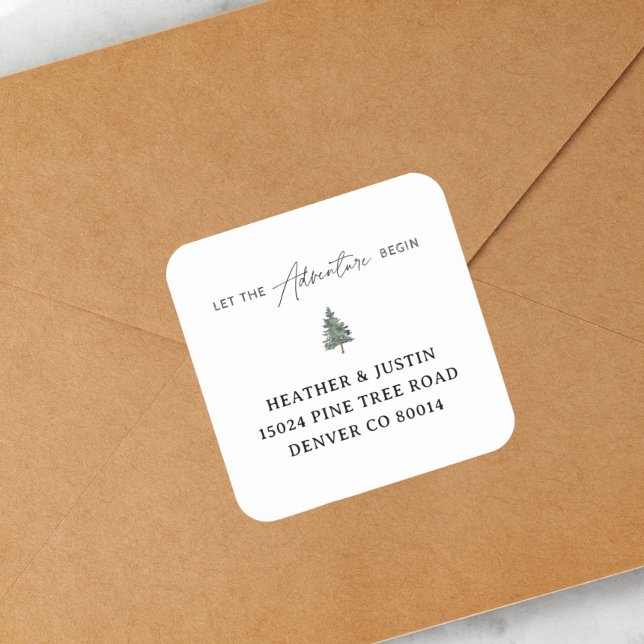Mountain Let The Adventure Begin Return Address  Square Sticker (Creator Uploaded)
