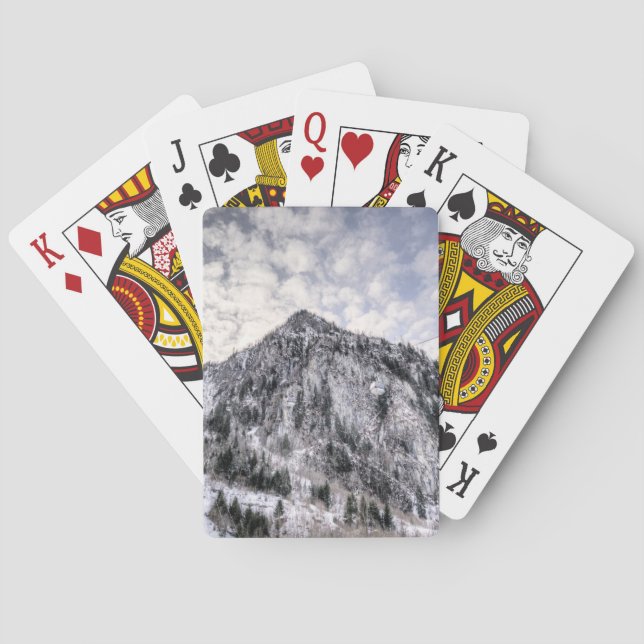 Mountain Lifts Snowy View Poker Cards (Back)