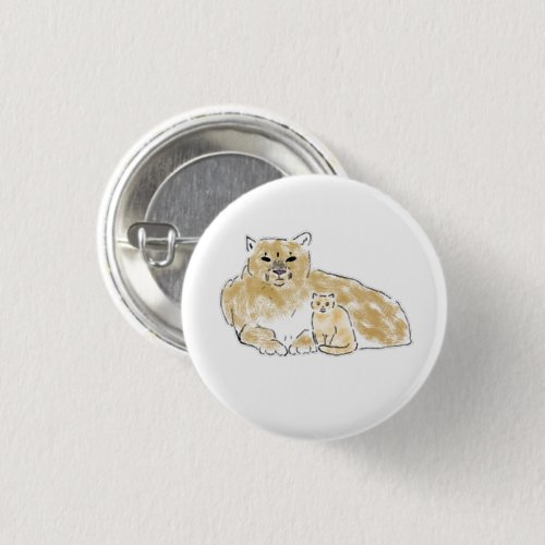 Mountain Lion and Kitten Animal Duo Gift Button