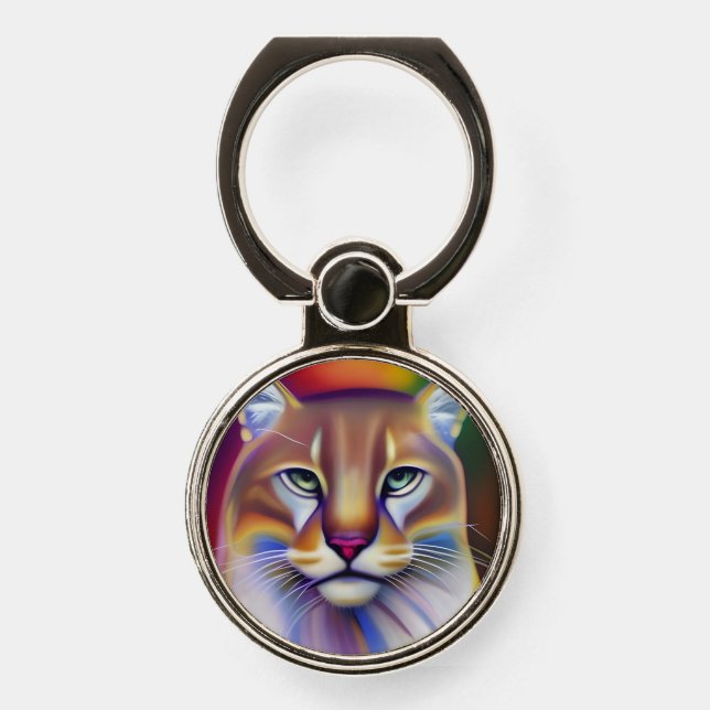 Mountain Lion Art Phone Ring Stand (Front)