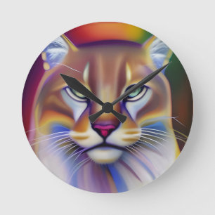 Mountain Lion Art  Round Clock
