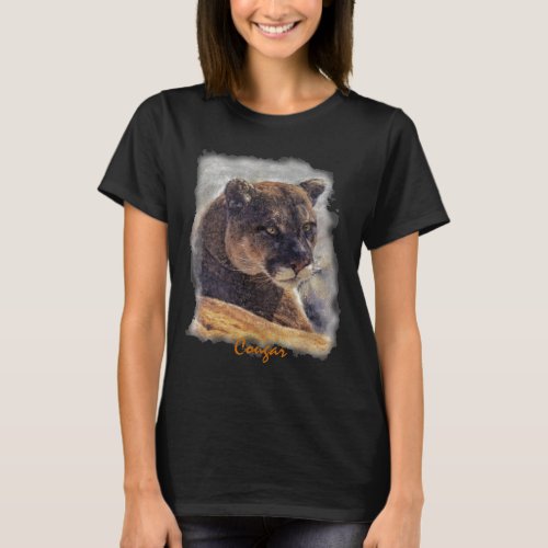 Mountain Lion Big Cat Cougar Portrait on TShirt