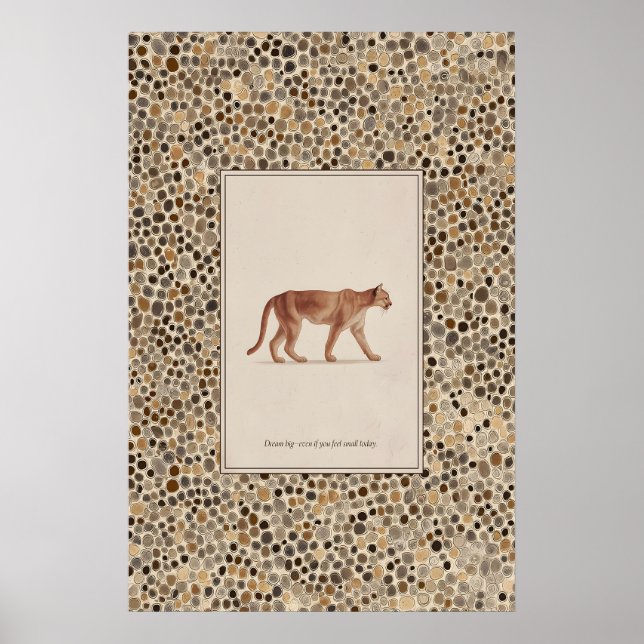 Mountain Lion Illustration Poster Walking Cougar (Front)