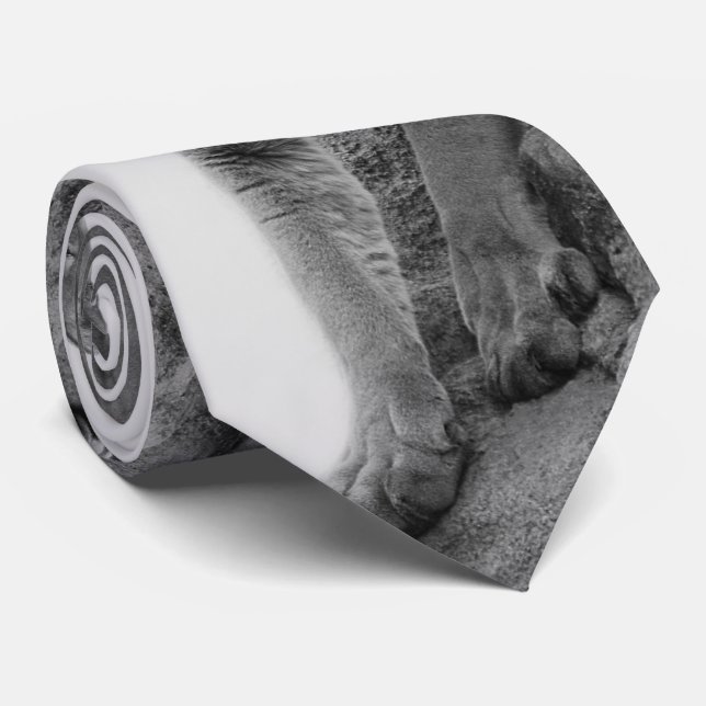 Mountain Lion in Black and white Neck Tie (Rolled)