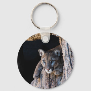 Mountain Lion in Cave Keychain