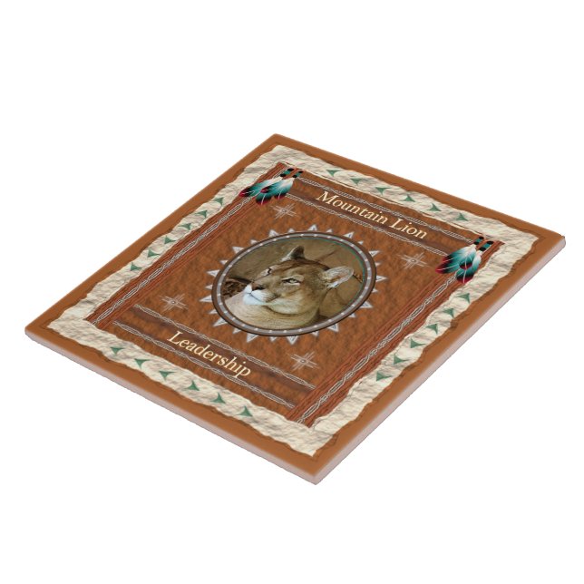 Mountain Lion Leadership Energy Ceramic Tile (Side)