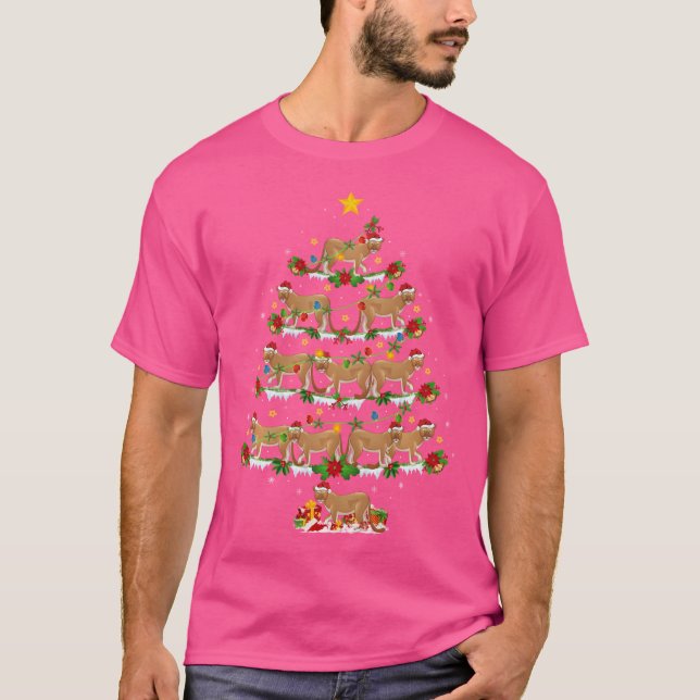 Mountain Lion Lover Xmas Lights Mountain Lion Chri T-Shirt (Front)