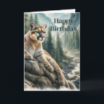 Mountain Lion Lying on Cliff Men's Birthday Card<br><div class="desc">"AI-generated artwork with design direction by Susang6"</div>