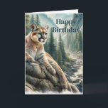 Mountain Lion Lying on Cliff Men's Birthday Card<br><div class="desc">"AI-generated artwork with design direction by Susang6"</div>