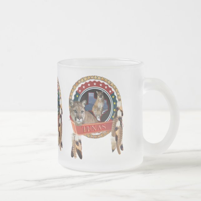 Mountain lion of Texas Frosted Glass Coffee Mug (Right)
