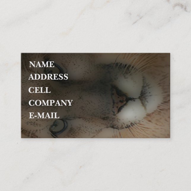 'Mountain Lion on the Hunt' Business Card (Front)