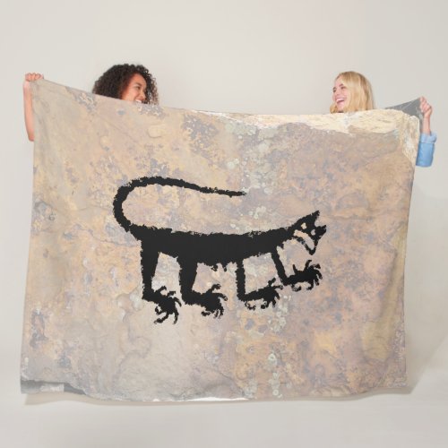 Mountain Lion Petroglyph Fleece Blanket