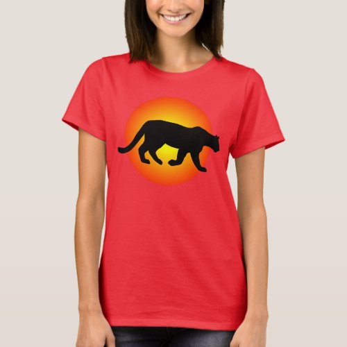 Mountain Lion Puma Cougar Sunfire Silhouette T_Shirt