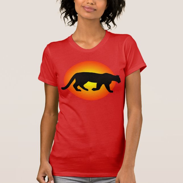 Mountain Lion Puma Cougar Sunfire Silhouette T-Shirt (Front)