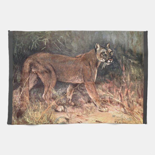 Mountain Lion, Puma or Cougar by CE Swan Kitchen Towel (Horizontal)