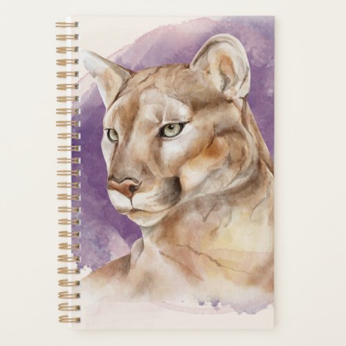 Mountain Lion Watercolor Painting Purple Splash Planner
