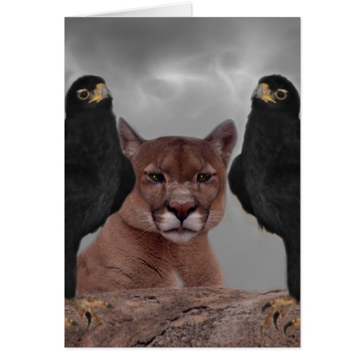 Mountain lion with eagles cards (Front)
