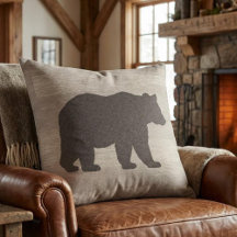 Mountain Lodge Bear Silhouette Throw Pillow