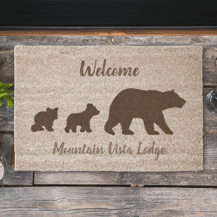 Mountain Lodge Bear Welcome Fiber Doormat