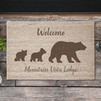 Mountain Lodge Bear Welcome Fiber Doormat