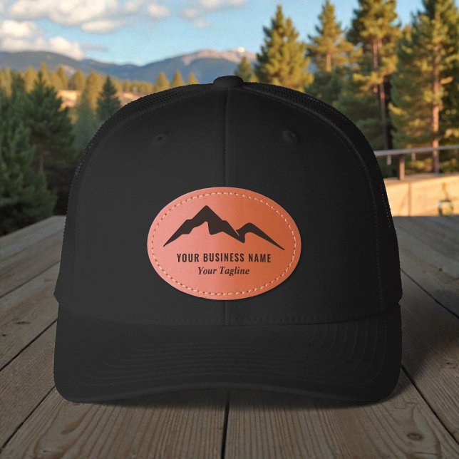 Mountain Logo Outdoor Adventure Business Leather Patch Hat (Creator Uploaded)