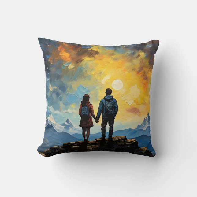 Mountain Looking at The Stars and Over The Twiligh Throw Pillow (Front)