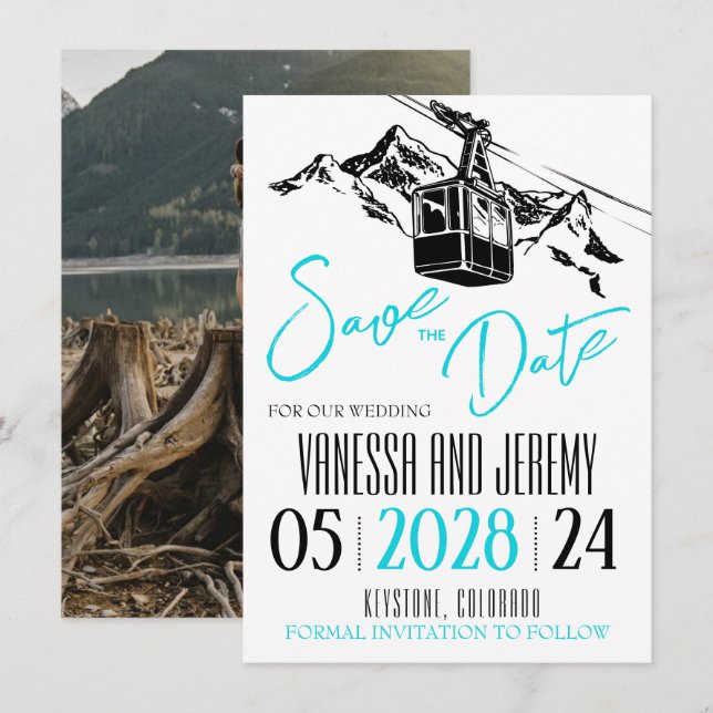 Mountain Love Aqua Save The Date (Front/Back)