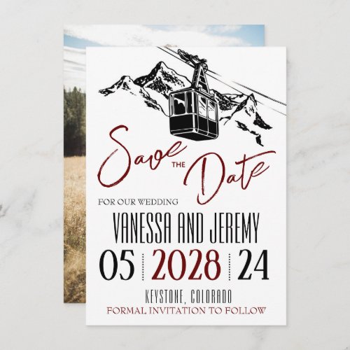 Mountain Love Burgundy Save The Date