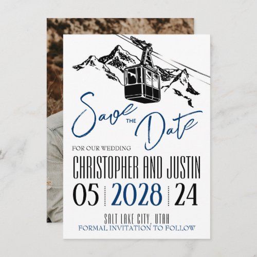 Mountain Love Navy Blue Save The Date