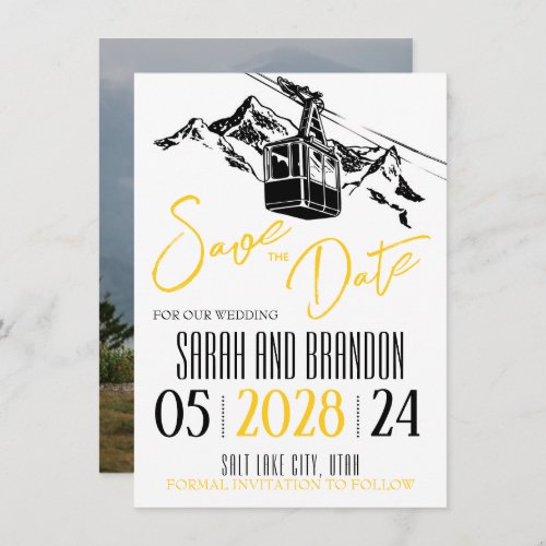 Mountain Love Yellow Save The Date