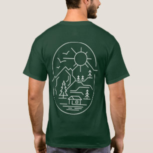 Mountain Lover Cabin Minimal Design Front Back T-Shirt